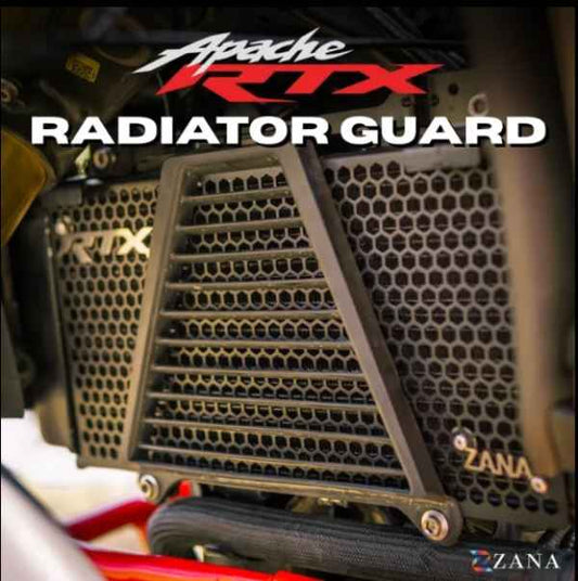 Zana-Radiator Guard Honeycomb (Aluminium,Black) With Logo Silver For TVS Apache RTX 300-ZI-8723