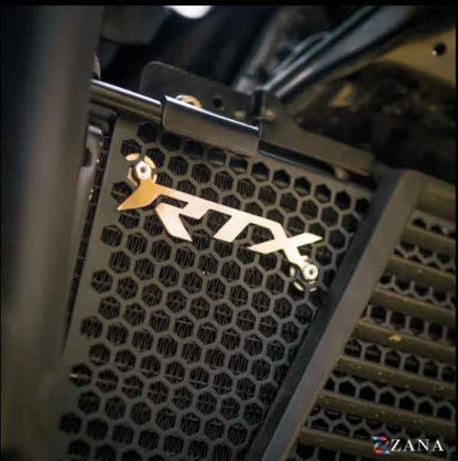 Zana-Radiator Guard Honeycomb (Aluminium,Black) With Logo Silver For TVS Apache RTX 300-ZI-8723