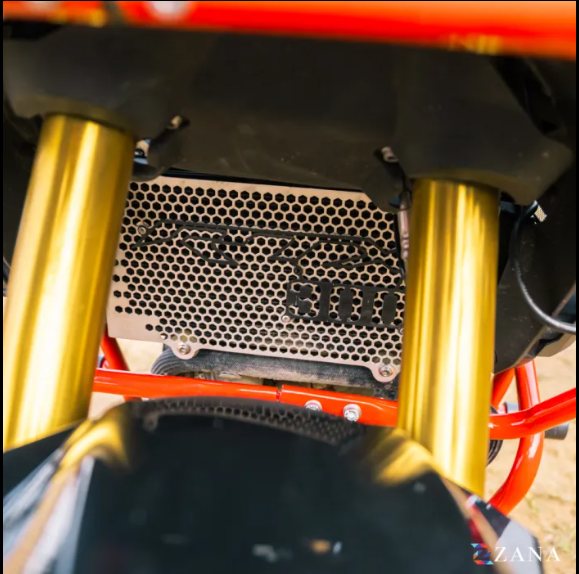 Zana-Radiator Guard Honeycomb (Aluminium,Silver ) With Logo Black For TVS Apache RTX 300-ZI-8722