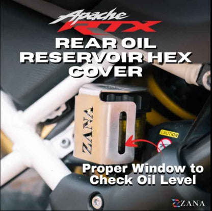 Zana-Rear Oil Reservoir Hex Cover For TVS Apache RTX 300(Silver)-ZI-8732