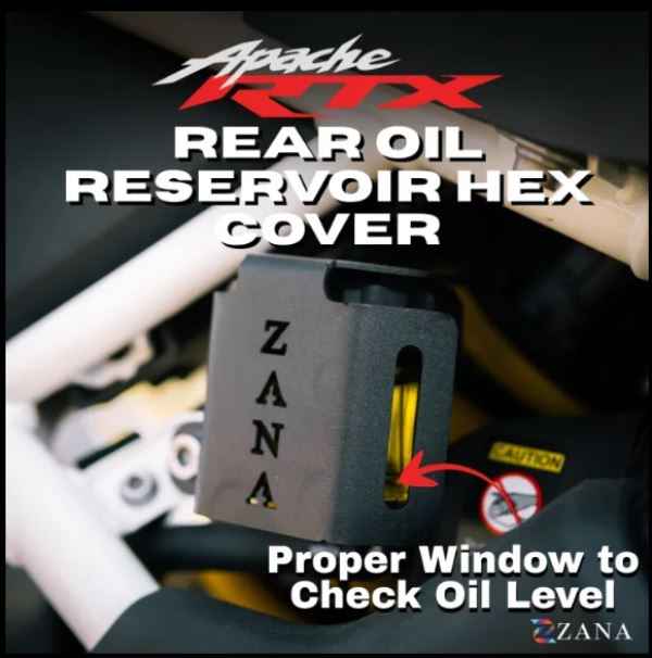 Zana-Rear Oil Reservoir Hex Cover (Black) For TVS Apache RTX 300-ZI-8734