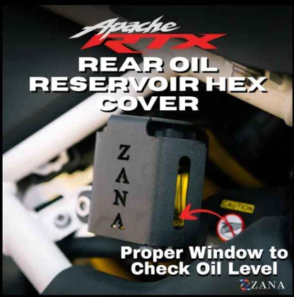 Zana-Rear Oil Reservoir Hex Cover (Black) For TVS Apache RTX 300-ZI-8734