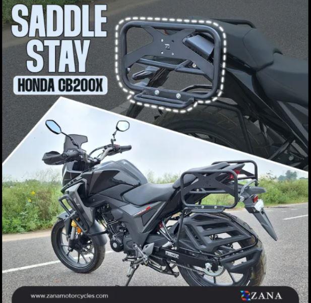 Zana-Roadster Saddle Stay with Exhaust Sheild With Jerry can Mount For Honda CB200X (Black)-ZI-8506