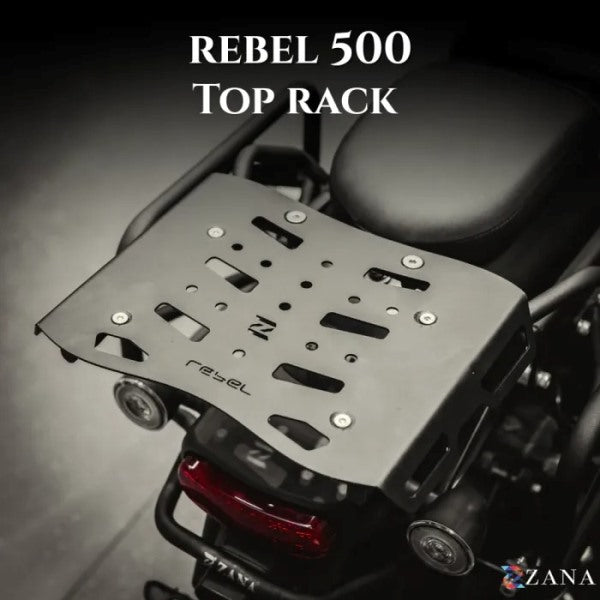 Zana Top Rack With MS Plate Black For Honda Rebel 500 (Coming Soon Pre-Booking Open Now)-ZI-8625