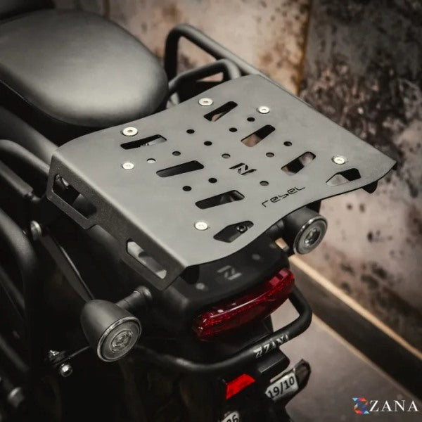 Zana Top Rack With MS Plate Black For Honda Rebel 500 (Coming Soon Pre-Booking Open Now)-ZI-8625
