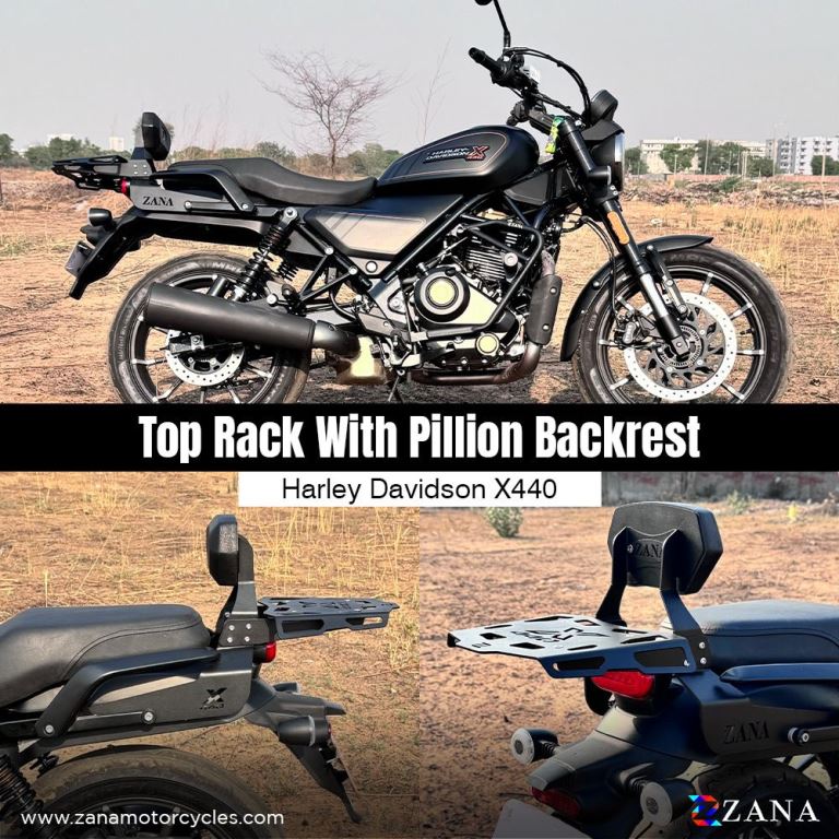 Zana Top Rack with plate & Pillion Back Rest for Harley Davidson 440 x ZI-8484