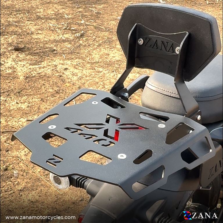 Zana Top Rack with plate & Pillion Back Rest for Harley