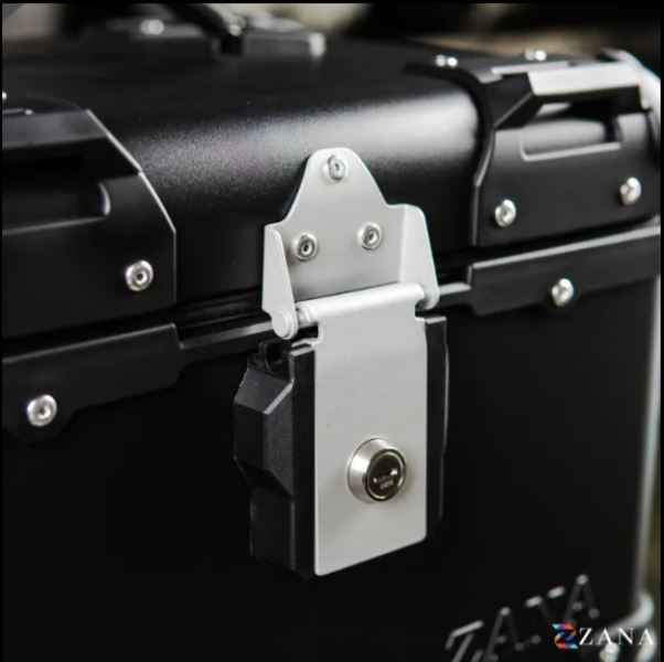 Zana-Top Box Aluminium (45Ltr)R-flat For TVS Apache RTX 300 (Black With Back Rest Cushion)-ZI-TB-008