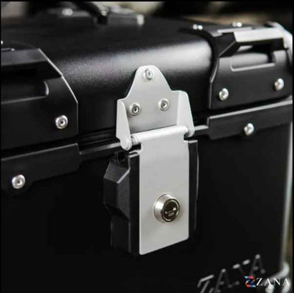 Zana-Top Box Aluminium (45Ltr)R-flat For TVS Apache RTX 300 (Black With Back Rest Cushion)-ZI-TB-008