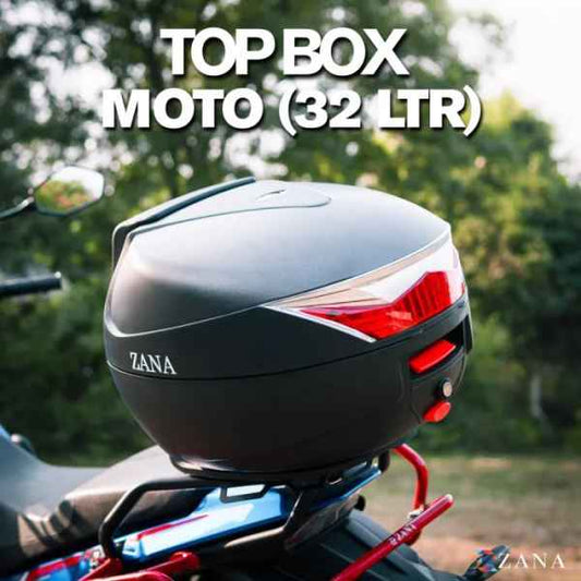 Zana-Top Box Moto (32 ltr) Plastic With Backrest (Black)-ZI-TB-024