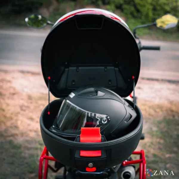 Zana-Top Box Moto (32 ltr) Plastic With Backrest (Black)-ZI-TB-024