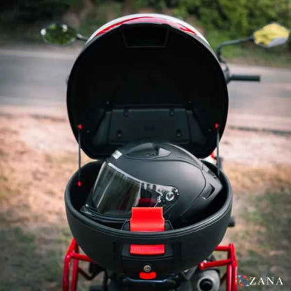 Zana-Top Box Moto (32 ltr) Plastic With Backrest (Black)-ZI-TB-024
