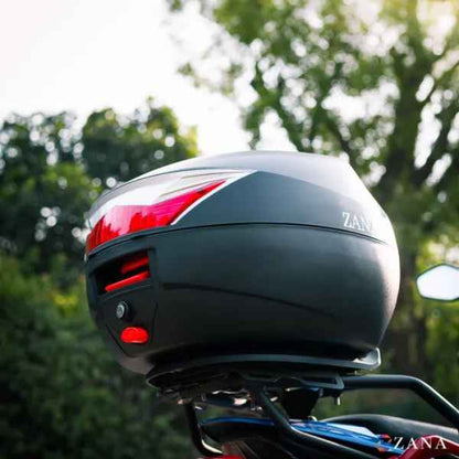 Zana-Top Box Moto (32 ltr) Plastic With Backrest (Black)-ZI-TB-024