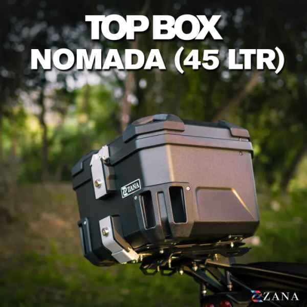 Zana-Top Box Nomada (45 Ltr) Plastic With Backrest (Black )-ZI-TB-022