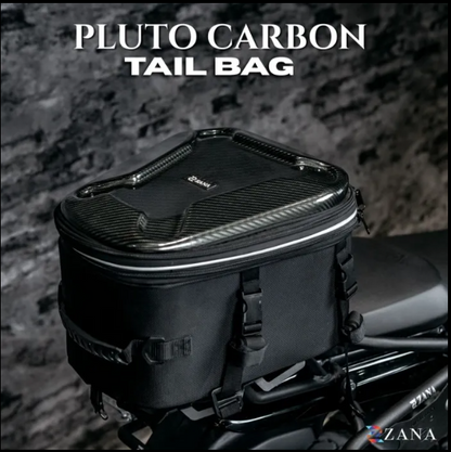 Zana-Universal Pluto carbon Hardshell Expandable Tail Bag (16L to 20L ) For TVS Apache RTX 300-ZI-BG-012
