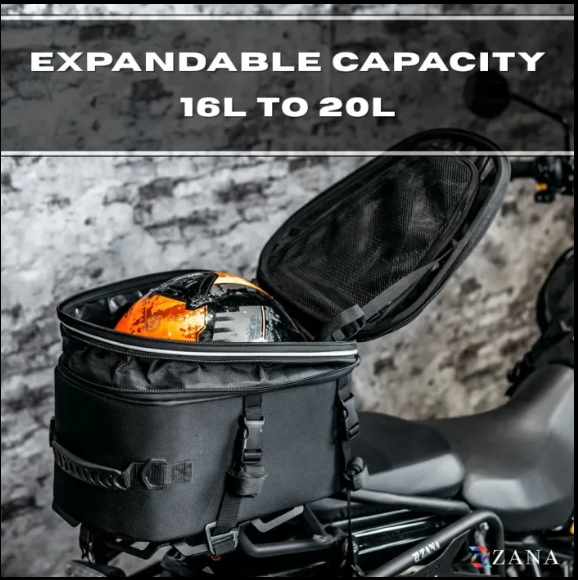 Zana-Universal Pluto carbon Hardshell Expandable Tail Bag (16L to 20L ) For TVS Apache RTX 300-ZI-BG-012