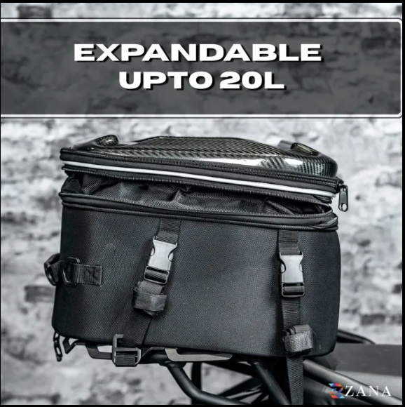 Zana-Universal Pluto carbon Hardshell Expandable Tail Bag (16L to 20L ) For TVS Apache RTX 300-ZI-BG-012
