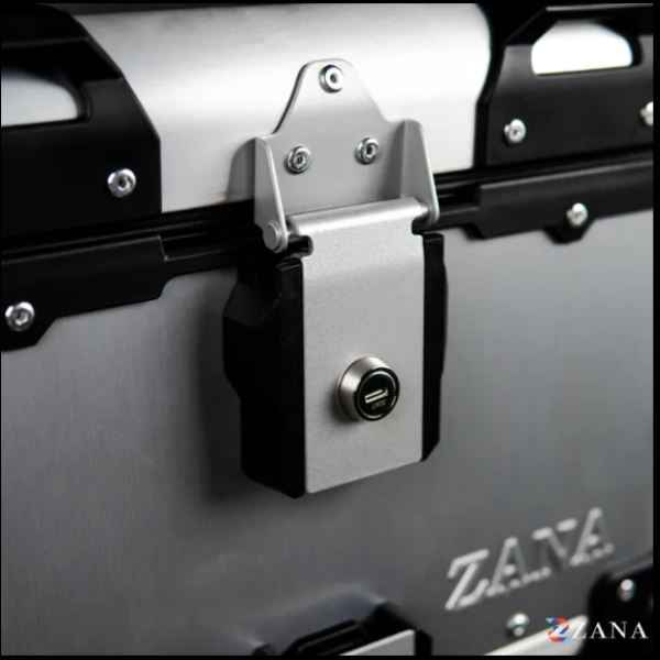 Zana-Universal Top Box Aluminium (45Ltr) R-Flat Silver With Back Rest Cushion For Apache RTX 300-ZI-TB-009