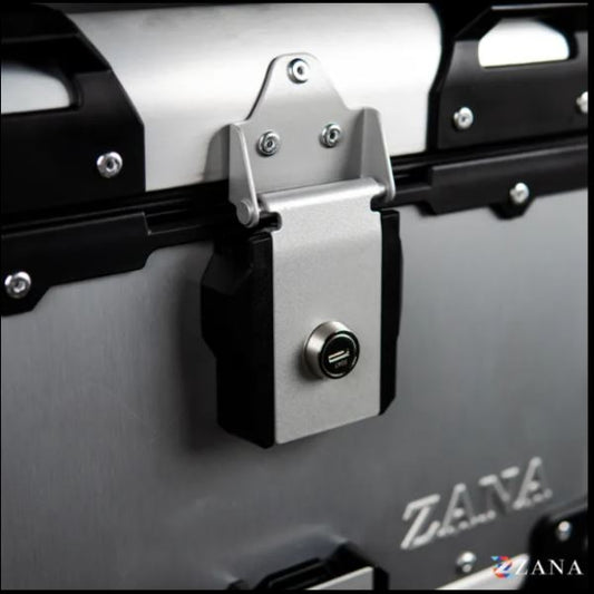 Zana-Universal Top Box Aluminium (45Ltr) R-Flat Silver With Back Rest Cushion For Apache RTX 300-ZI-TB-009