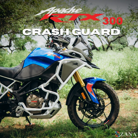 Zana- Upper & Lower Crash Guard With Slider Combo (White) For TVS Apache RTX 300 Beak Version - ZI-8747 / ZI-8746