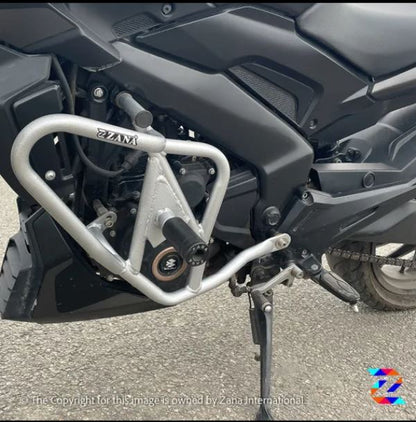 Bajaj Dominar 250/400(2017-2018) Silver Crash Guard with Slider Kustom by ZANA - ZI-8142