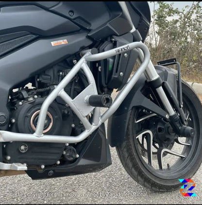 Bajaj Dominar 250/400(2017-2018) Silver Crash Guard with Slider Kustom by ZANA - ZI-8142