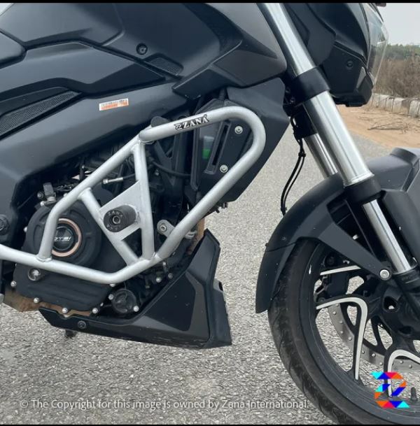 Bajaj Dominar 250/400(2017-2018) Silver Crash Guard with Slider Kustom by ZANA - ZI-8142