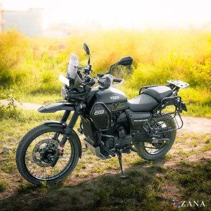 Zana Crash Guard With Slider For Yezdi Adventure 2025 (Black) (COMPATIBLE WITH OEM TANK GUARD)-ZI-8667