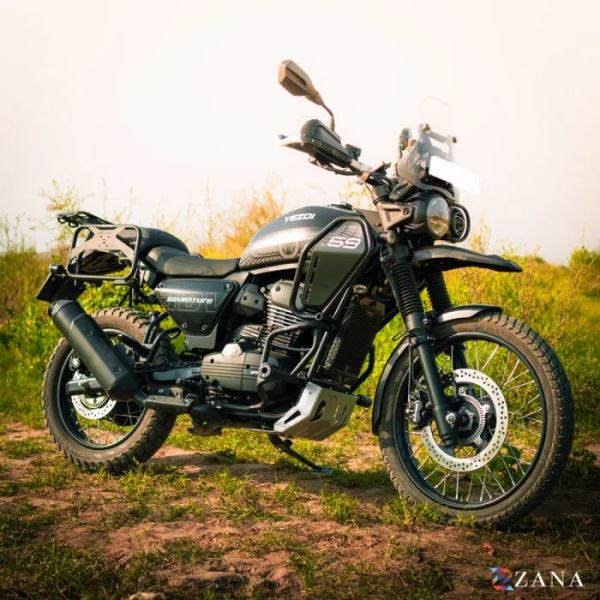 Zana Crash Guard With Slider For Yezdi Adventure 2025 (Black) (COMPATIBLE WITH OEM TANK GUARD)-ZI-8667