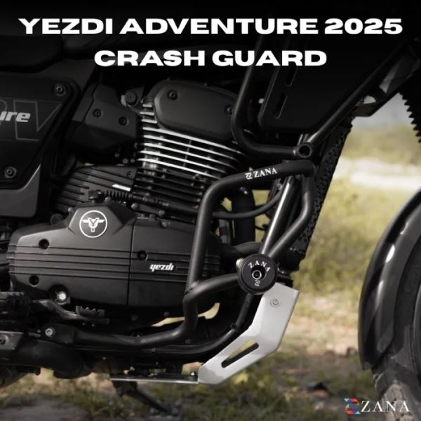 Zana Crash Guard With Slider For Yezdi Adventure 2025 (Black) (COMPATIBLE WITH OEM TANK GUARD)-ZI-8667