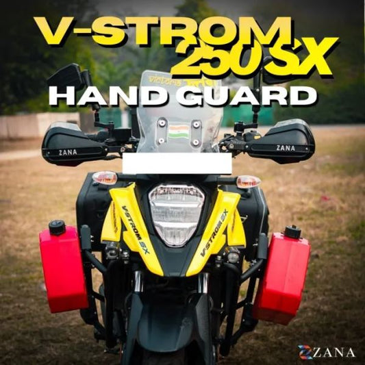 Zana Hand Guard For Suzuki V Strom SX 250 (Black & Silver Logo)-ZI-8620-BS
