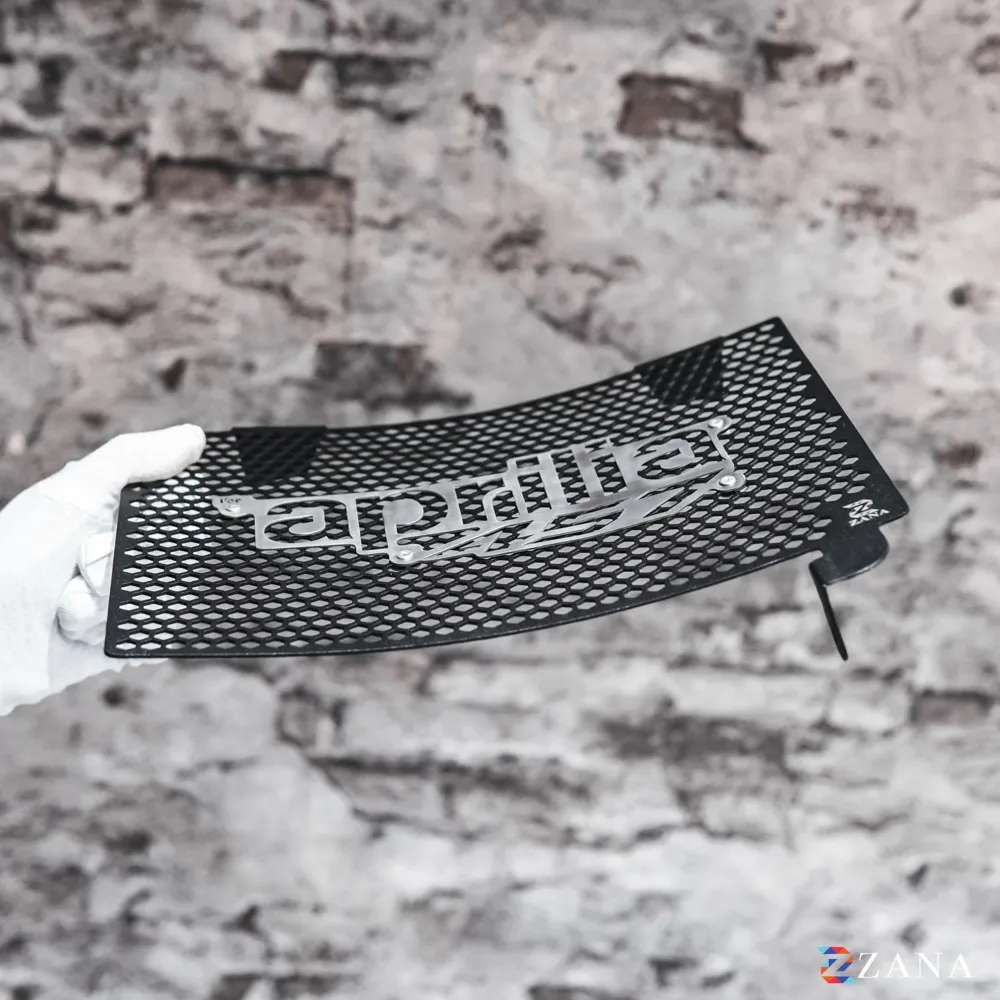 Zana Radiator Guard for Aprilia Tuono 457 Black with Aprilia 457 Logo – ZI-8663