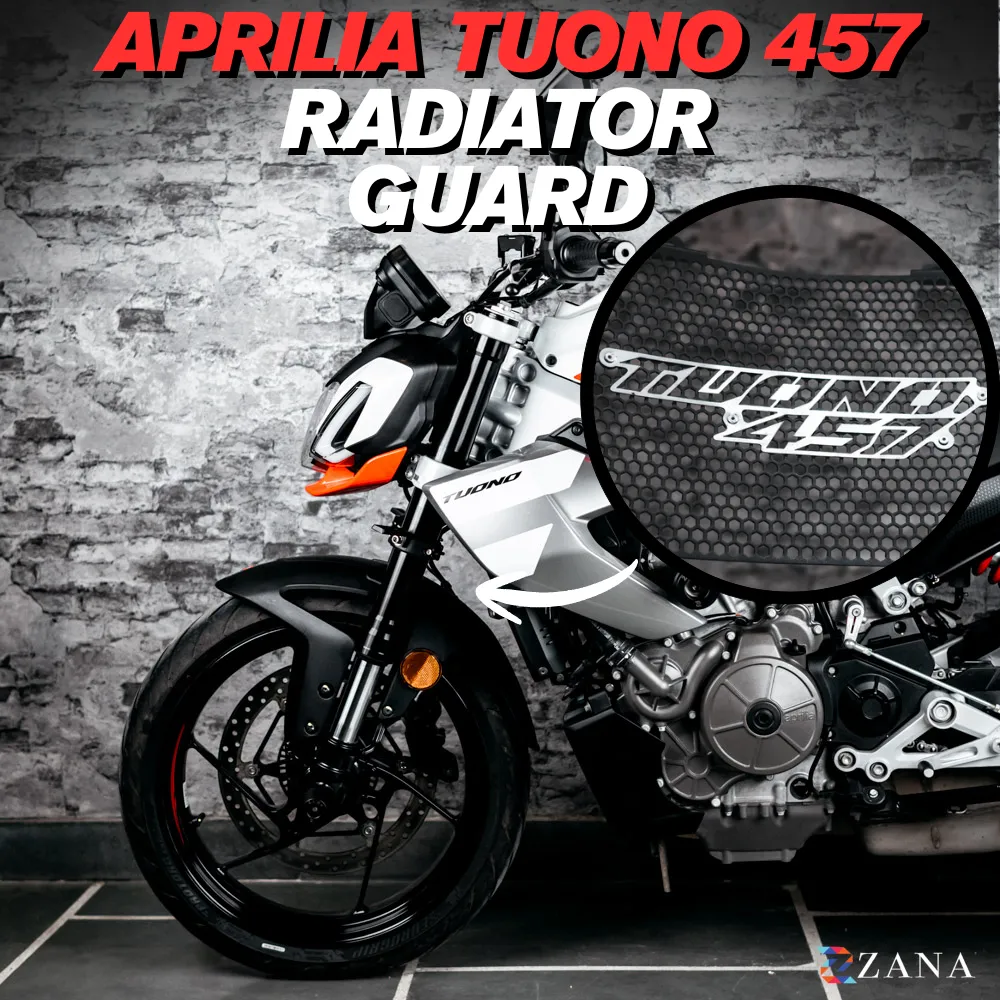 Zana Radiator Guard for Aprilia Tuono 457 Black with Tuono 457 Logo – ZI-8661