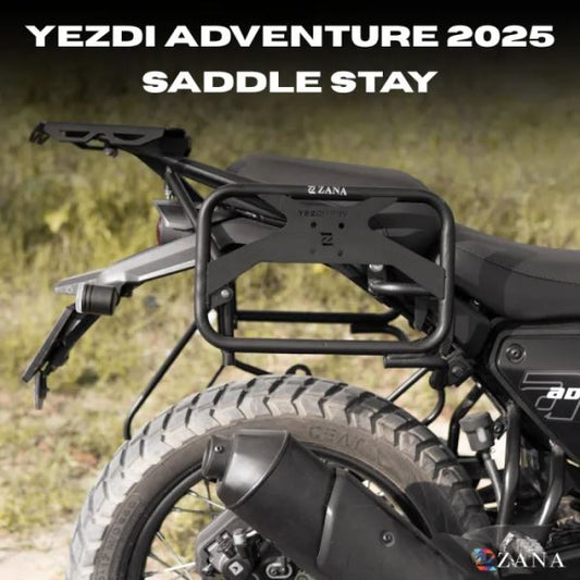 Zana Roadster Saddle Stay With Jerry Can Mount For Yezdi Adventure 2025 (Black)-ZI-8669