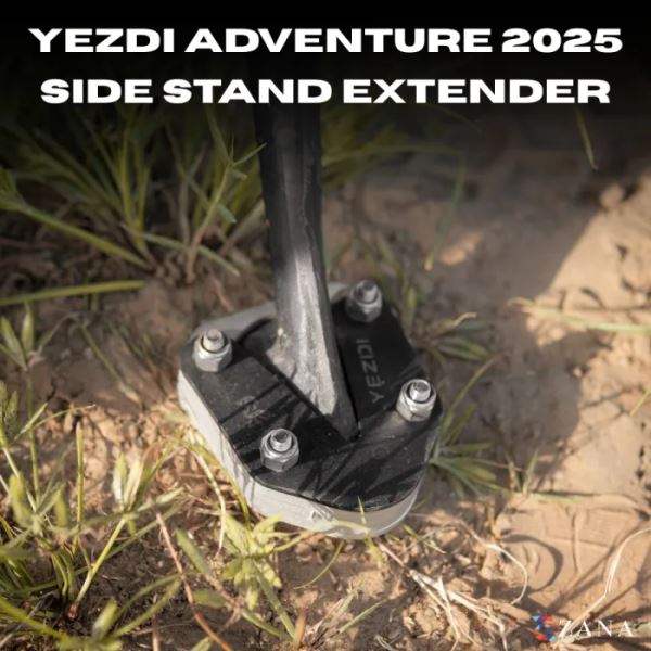 Zana Side Stand Extenders For Yezdi Adventure 2025 (Aluminium & Stainless Steel)-ZI-8673