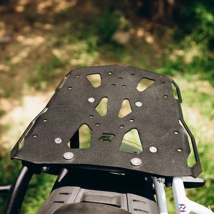 Zana Top Rack With MS Plate Compatible with Pillion Backrest For BMW F 450 GS (Frame White with Black Plate) - ZI-8783