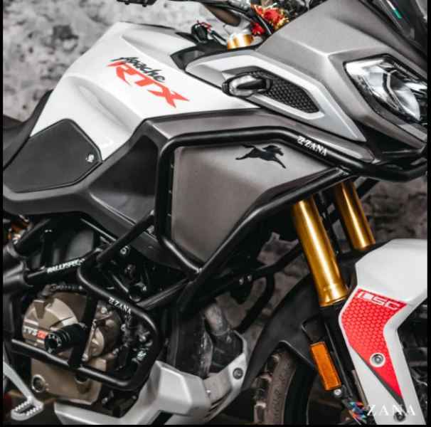 Zana Upper & Lower Crash Guard With Slider Combo (Black) For TVS Apache RTX 300 Without Beak Version-ZI-8711 / ZI-8710