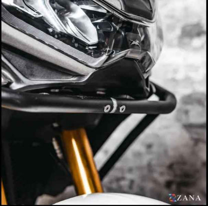 Zana Upper & Lower Crash Guard With Slider Combo (Black) For TVS Apache RTX 300 Without Beak Version-ZI-8711 / ZI-8710