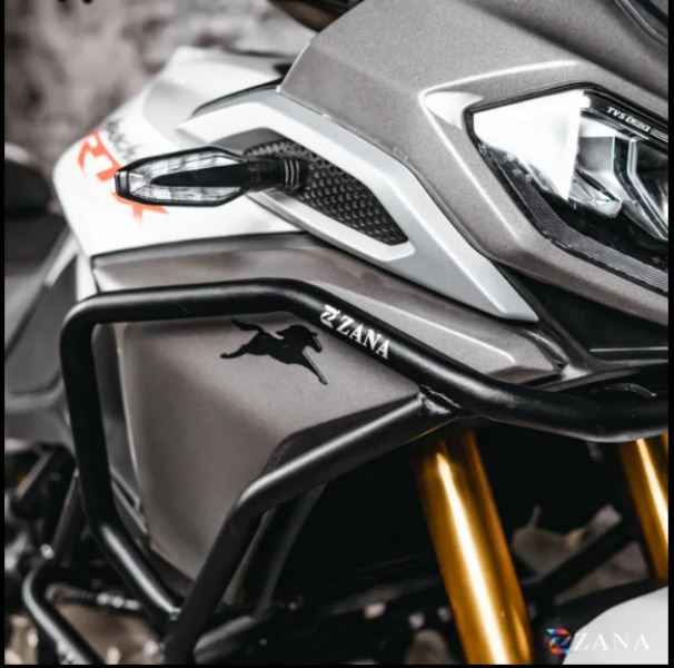 Zana Upper & Lower Crash Guard With Slider Combo (Black) For TVS Apache RTX 300 Without Beak Version-ZI-8711 / ZI-8710