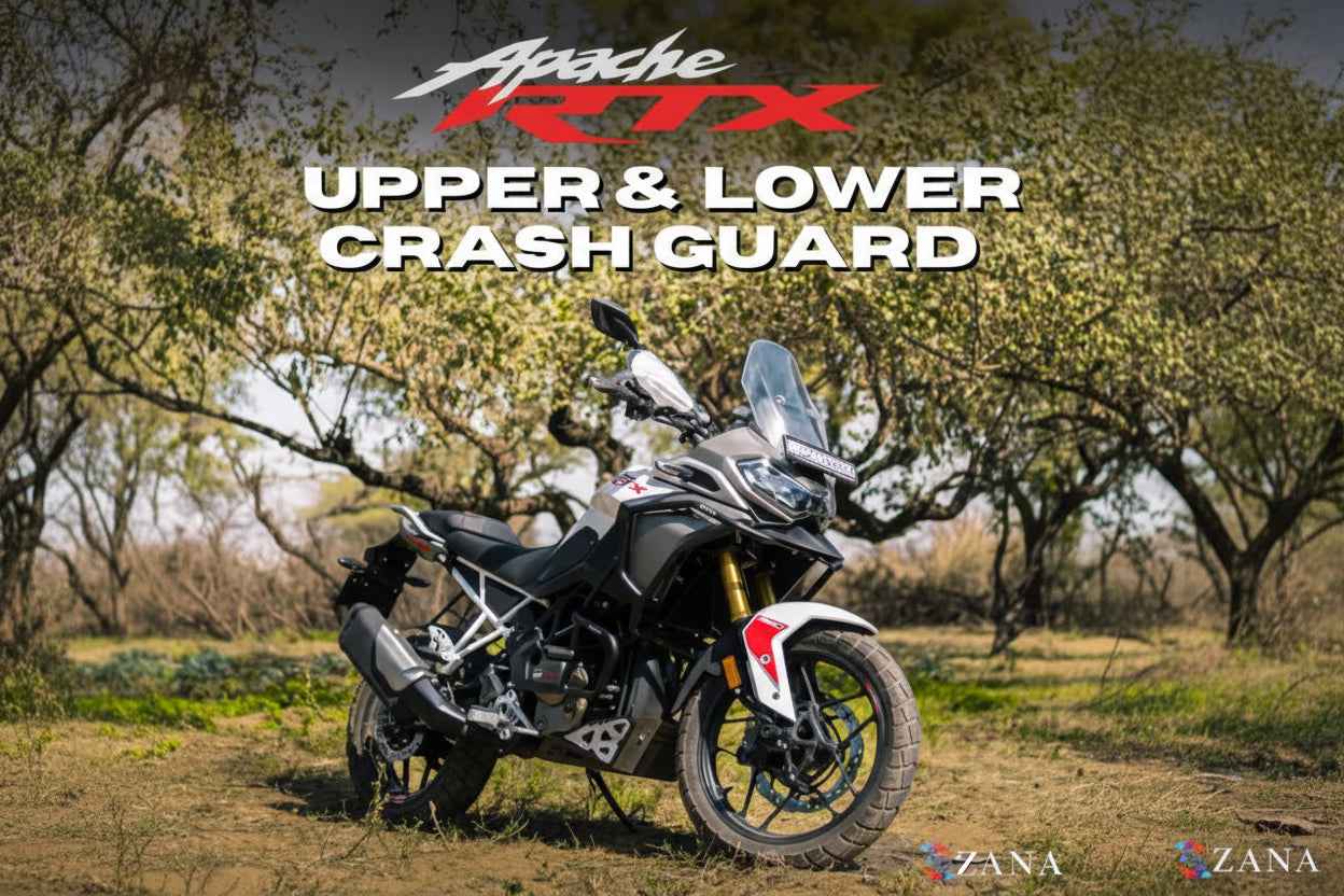 Zana Upper & Lower Crash Guard With Slider (Black) Combo For TVS Apache RTX 300 Beak Version-ZI- 8735 / ZI-8710