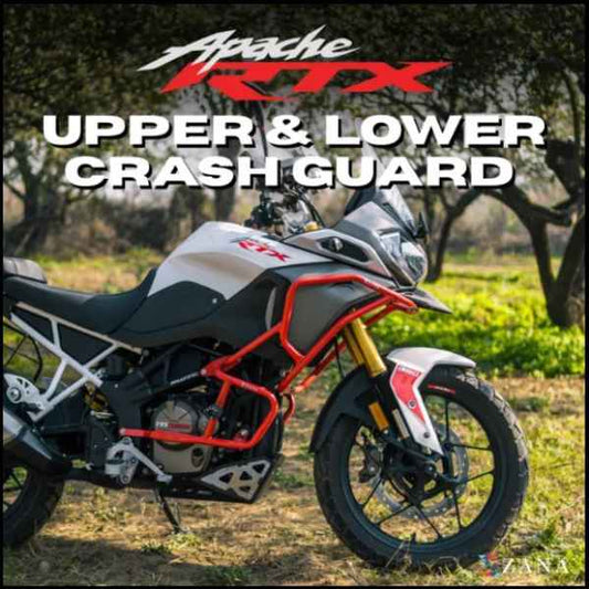 Zana Upper & Lower Crash Guard With Slider (Red) Combo For TVS Apache RTX 300 Beak Version-ZI-8716 / ZI-8717