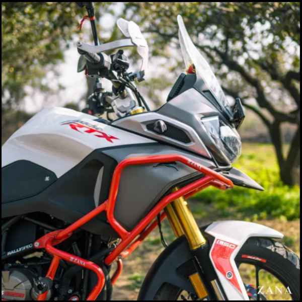 Zana Upper & Lower Crash Guard With Slider (Red) Combo For TVS Apache RTX 300 Beak Version-ZI-8716 / ZI-8717