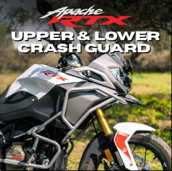 Zana Upper & Lower Crash Guard With Slider (Silver) Combo For TVS Apache RTX 300 Beak Version-ZI-8712 / ZI-8713