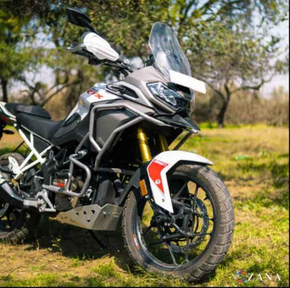 Zana Upper & Lower Crash Guard With Slider (Silver) Combo For TVS Apache RTX 300 Beak Version-ZI-8712 / ZI-8713
