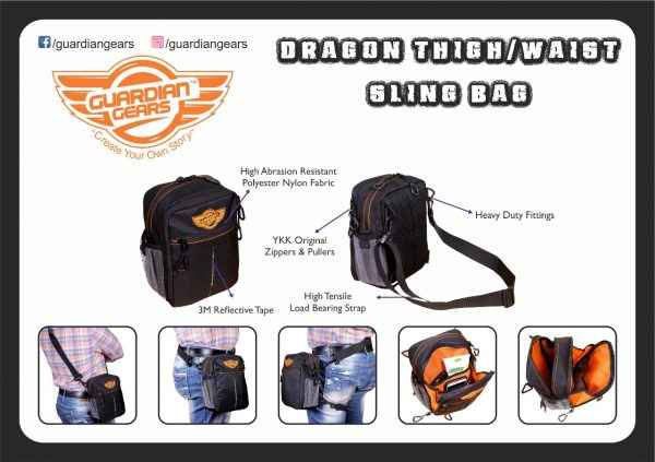 Dragon Sling Bag, Waist Bag, Thigh Bag for Motorbiking, Trekking, Hiking, Camping and Travel - Guardian Gears