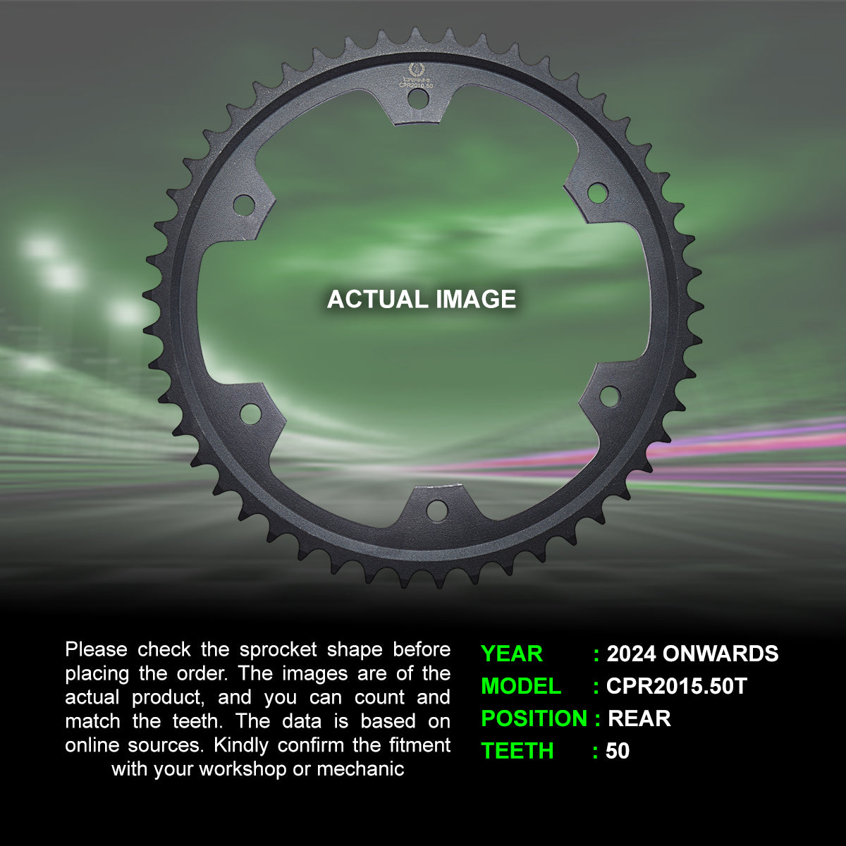 Crank1 Sprocket For Triumph Tiger 900 Rally Pro (2024 Onwards) - Rear - CPR2015.50T