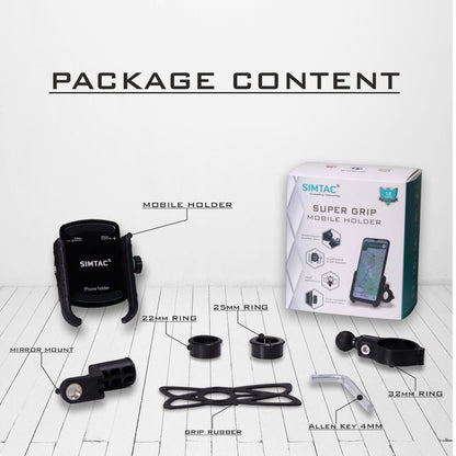 SIMTAC Super Grip Black Mobile Holder for Bikes/Scooters/Bicycle | MH01