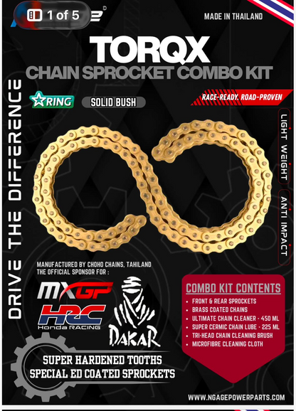 NGage TORQX Gold Series Star-Ring Chain Sprocket Combo Kit for Royal Enfield Continental GT 650 (525X2-100LINT650)