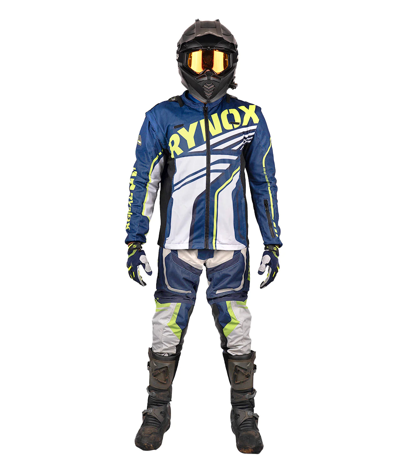 Rynox Dune Neo Trail Offroad/Riding Jacket - Blue Hi-Viz Green