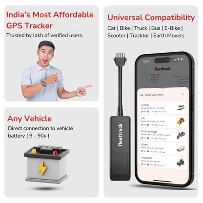Fleettrack GPS Tracker with 1 Year Pre-Recharged SIM + Mobile App (Android & iOS)